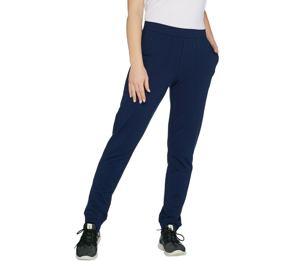 Denim & Co Active Womens Knit Joggers XXS Navy Blue Pull On Pockets NWOT